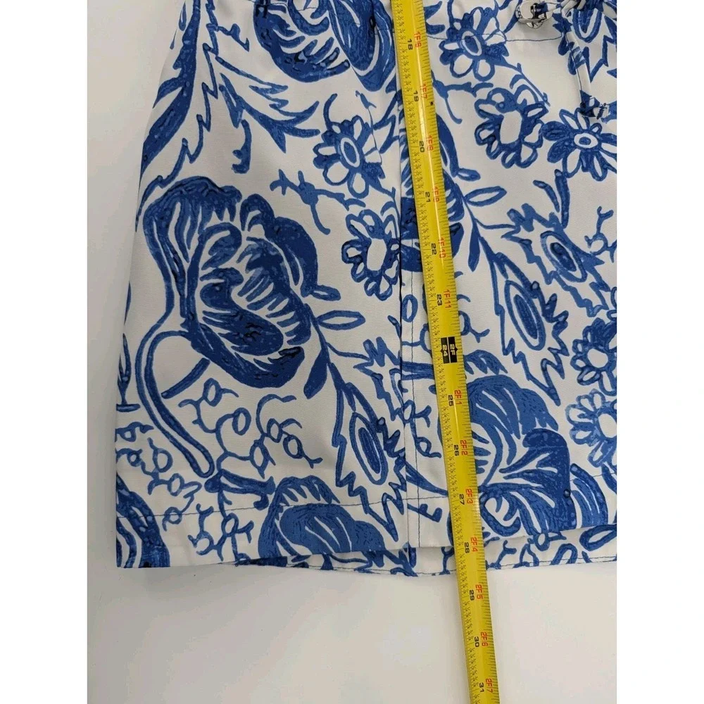 Charter Club Blue Floral Water Resistant Anorak Rain Coat Women's Size‎ M Hooded